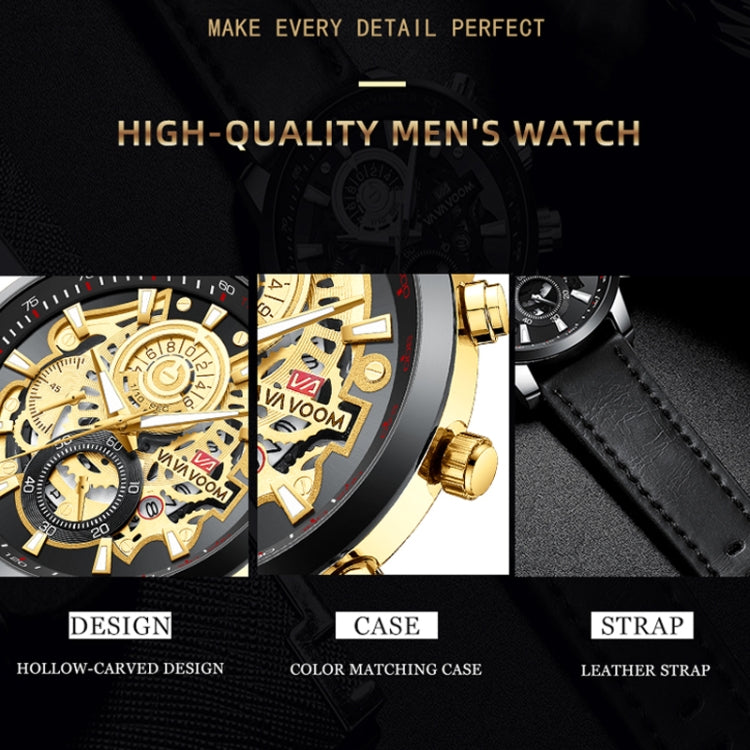 Men Waterproof Sports Luminous Calendar Casual Quartz Hollow Watch