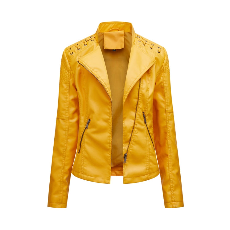 Women Short Leather Jacket Slim Jacket Motorcycle Suit, Series 3