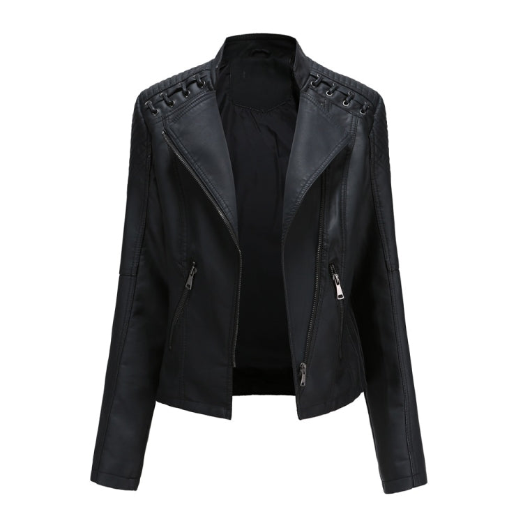 Women Short Leather Jacket Slim Jacket Motorcycle Suit, Series 1