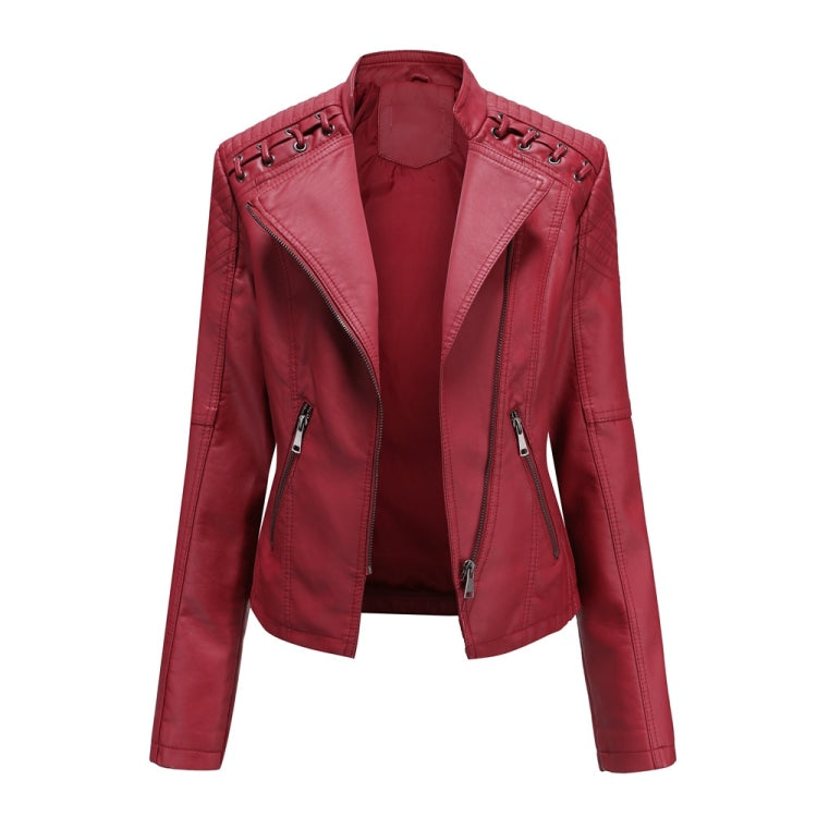 Women Short Leather Jacket Slim Jacket Motorcycle Suit, Series 1