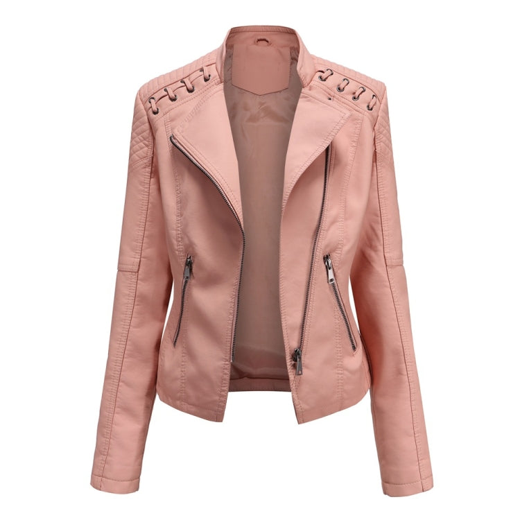 Women Short Leather Jacket Slim Jacket Motorcycle Suit, Series 1