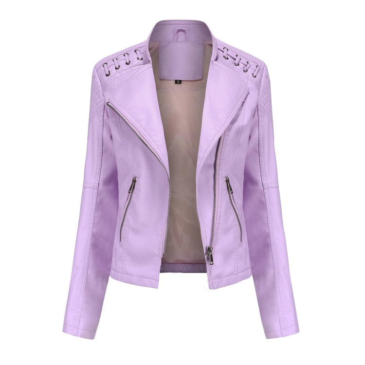 Women Short Leather Jacket Slim Jacket Motorcycle Suit, Series 2