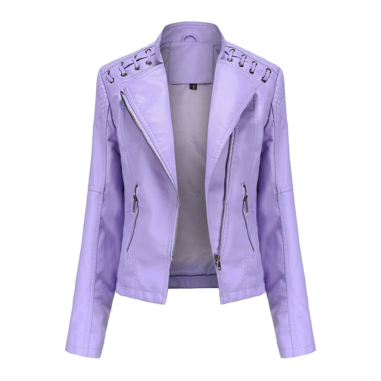 Women Short Leather Jacket Slim Jacket Motorcycle Suit, Series 2