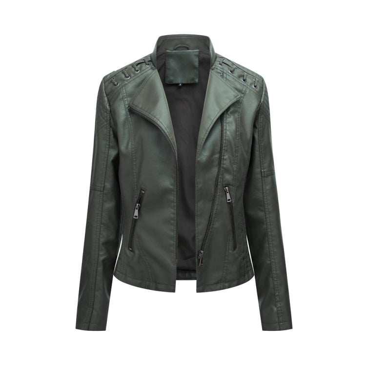 Women Short Leather Jacket Slim Jacket Motorcycle Suit, Series 2