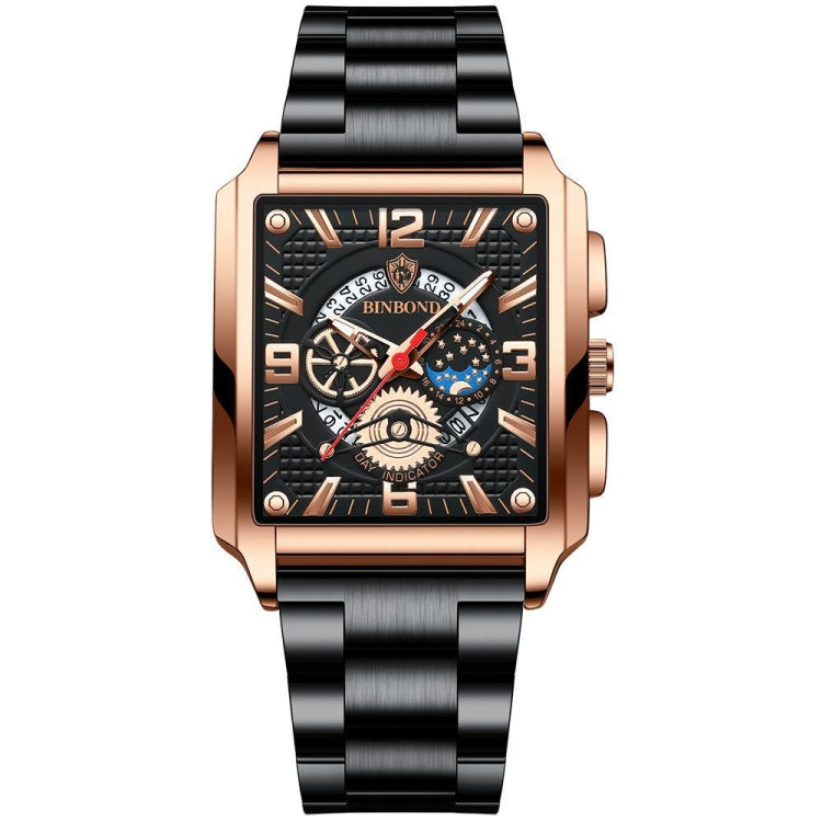 BINBONG B6575 Men Vintage Square Multifunctional Waterproof Luminous Quartz Watch Reluova