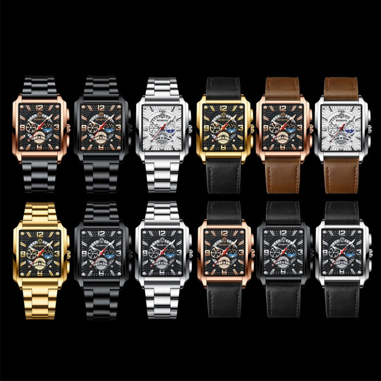 BINBONG B6575 Men Vintage Square Multifunctional Waterproof Luminous Quartz Watch Reluova