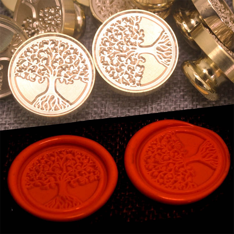 Tree Of Life Wax Seal Stamp Retro Brass Head Wooden Handle Removable Sealing Stamp My Store