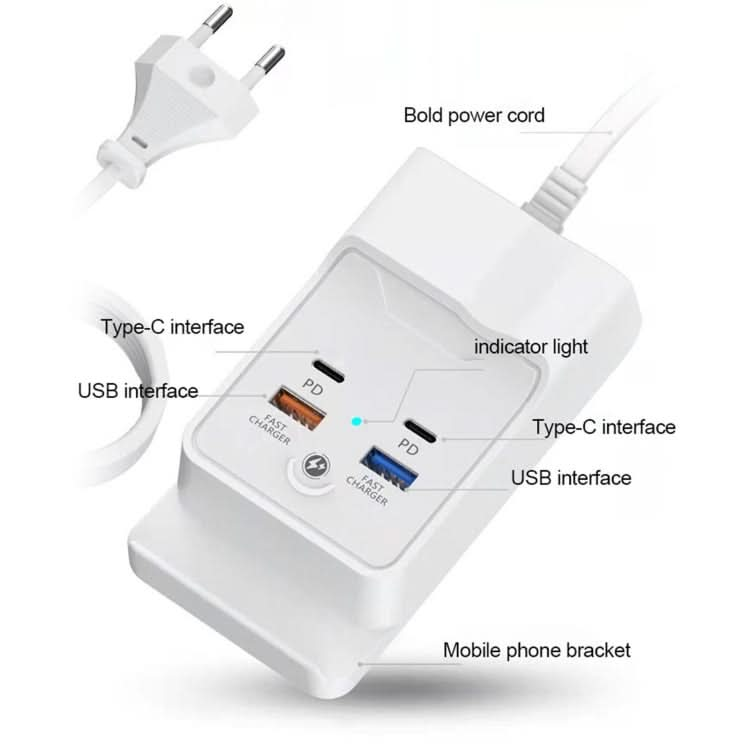 PD 20W Dual USB-C / Type-C + Dual USB 4-Port Fast Charging Hub For Smartphone Tablet