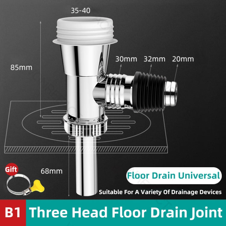 Three Head Washing Machine Floor Drain Joint Pipe Connector Reluova