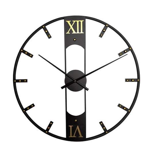 YX8836 Home Decor Wall Clock Wrought Iron Rivet Scale Silent Clock, Size: