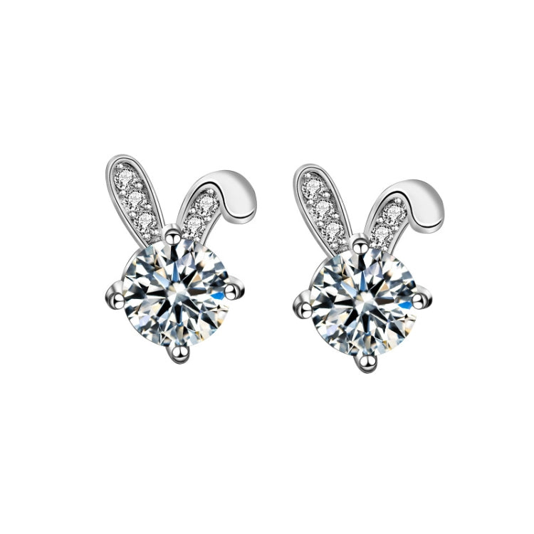 XEA010 S925 Silver Needle Full Diamond Rabbit Earrings Women Mosan Diamond Earrings Reluova