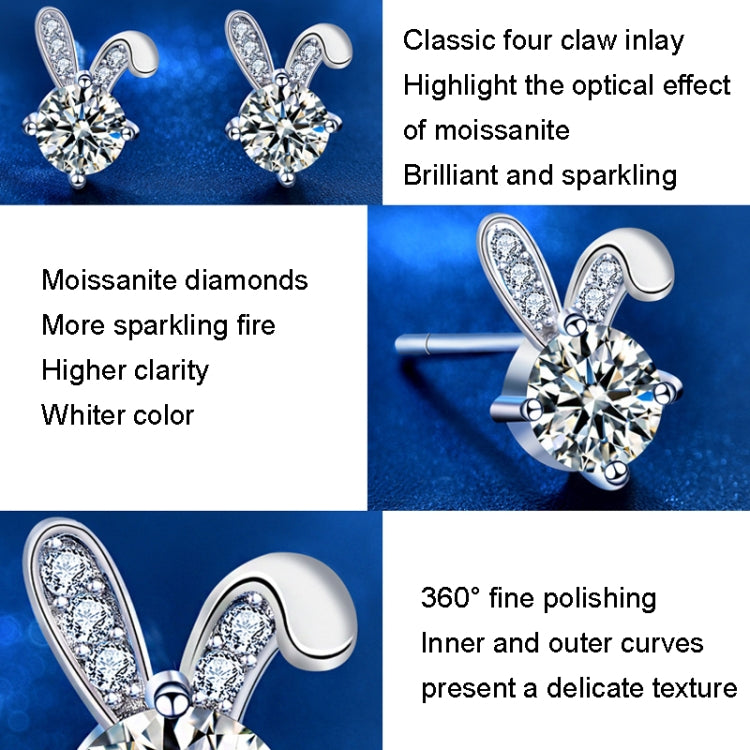 XEA010 S925 Silver Needle Full Diamond Rabbit Earrings Women Mosan Diamond Earrings