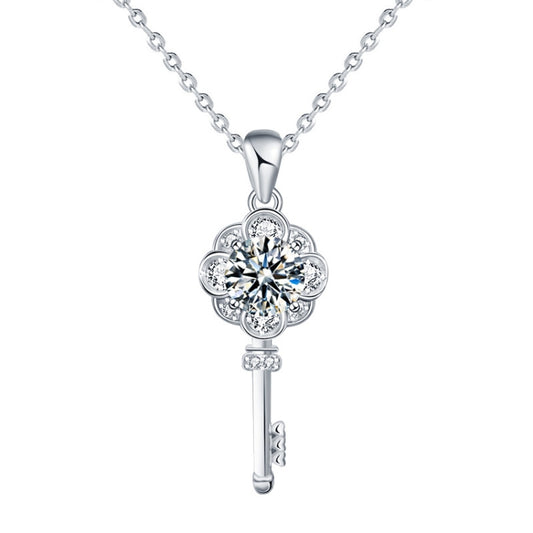 XMA003 Mosan Diamond 925 Silver Key Necklace, Chain Length: