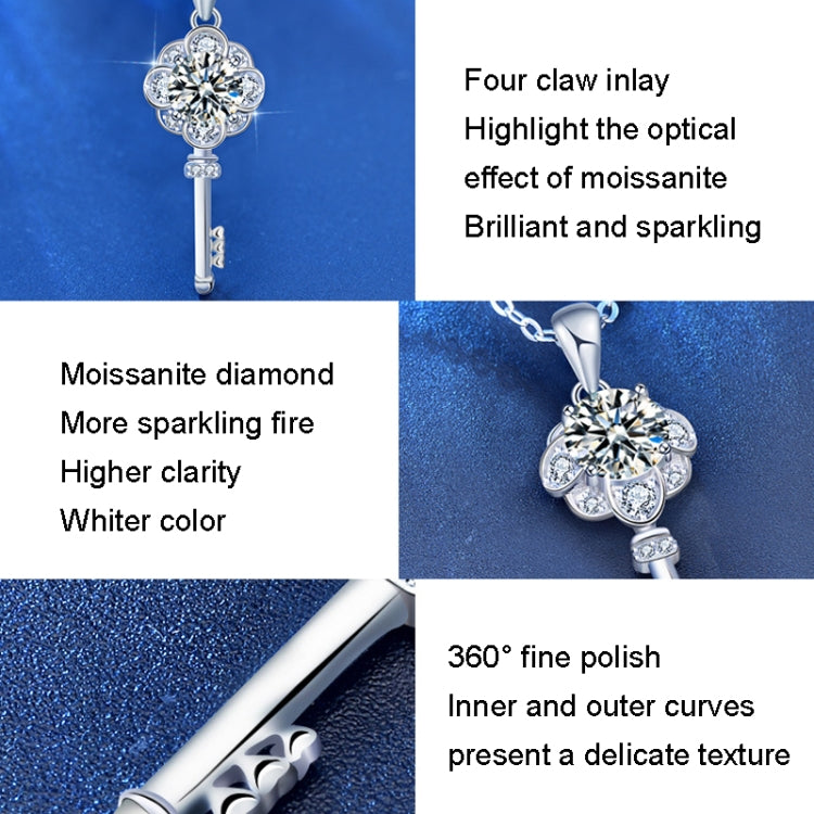 XMA003 Mosan Diamond 925 Silver Key Necklace, Chain Length: