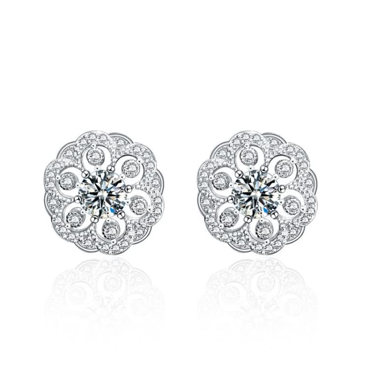 XEA005 925 Silver Flower Earrings Female Personality Flowers Round Earrings Reluova