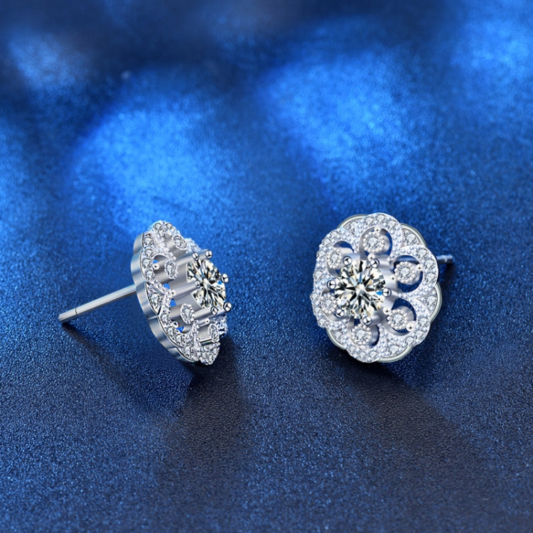 XEA005 925 Silver Flower Earrings Female Personality Flowers Round Earrings