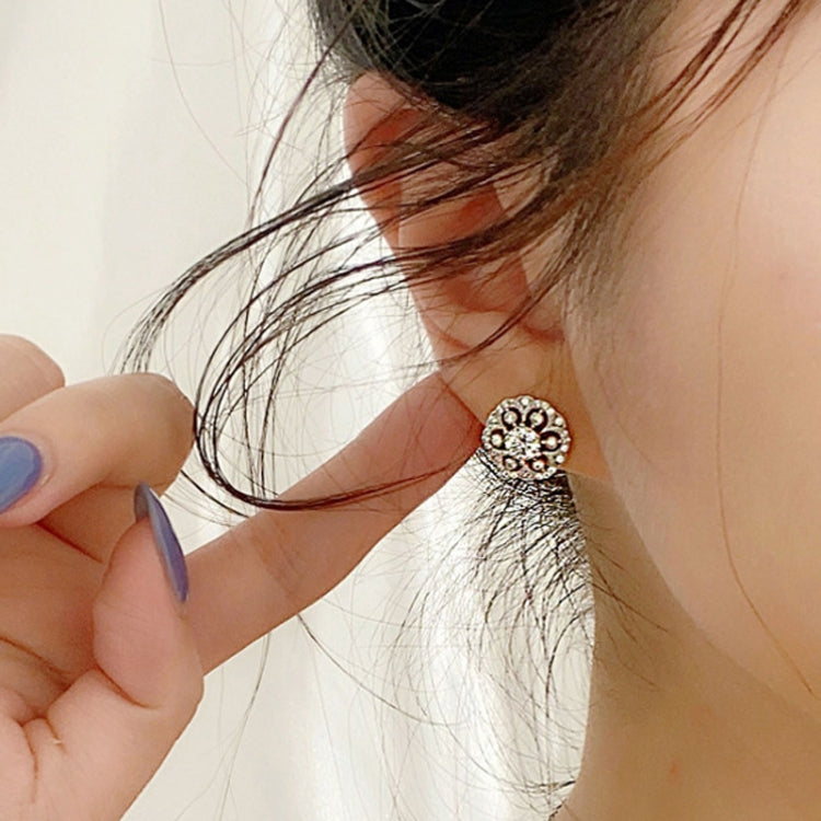 XEA005 925 Silver Flower Earrings Female Personality Flowers Round Earrings