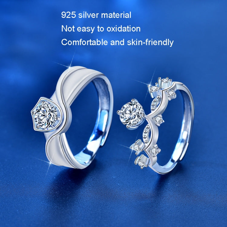 XJA011 Couple Ring Mosan Diamond S925 Silver Ring, Style: