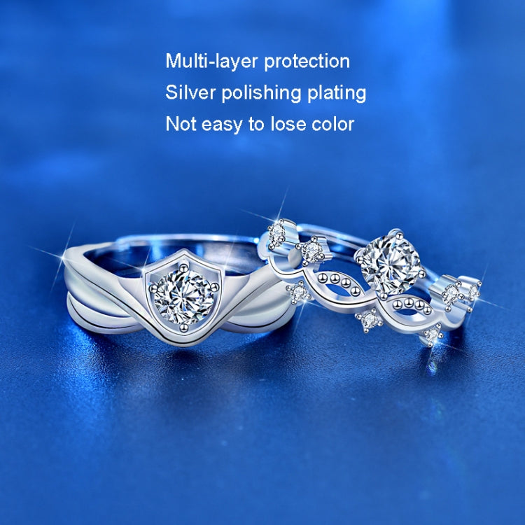 XJA011 Couple Ring Mosan Diamond S925 Silver Ring, Style: