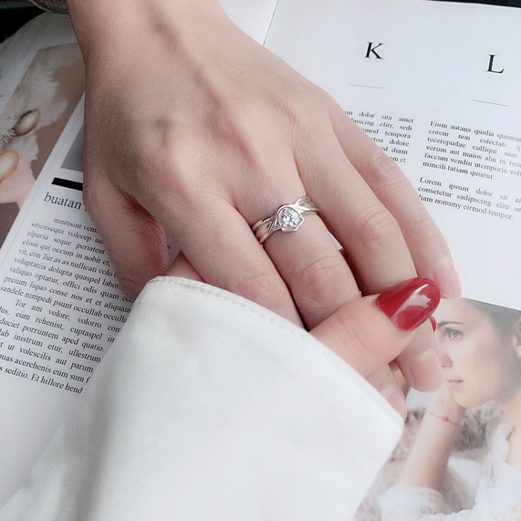 XJA011 Couple Ring Mosan Diamond S925 Silver Ring, Style: