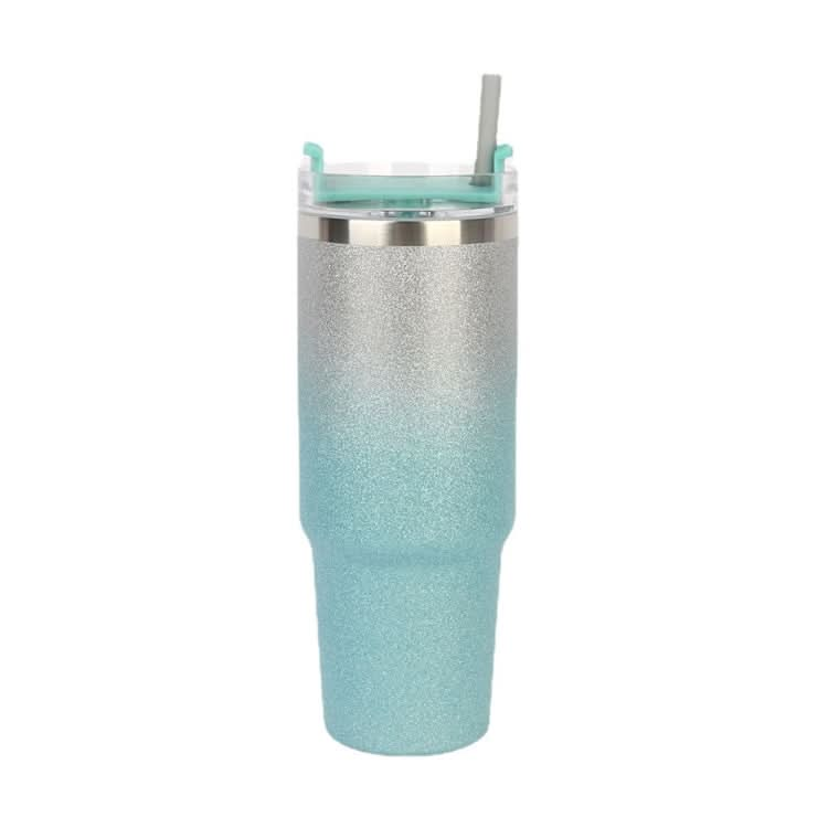 Glitter Insulation Coffee Cup Double Layer Ice Cup Stainless Steel Car Cup With Straw Reluova