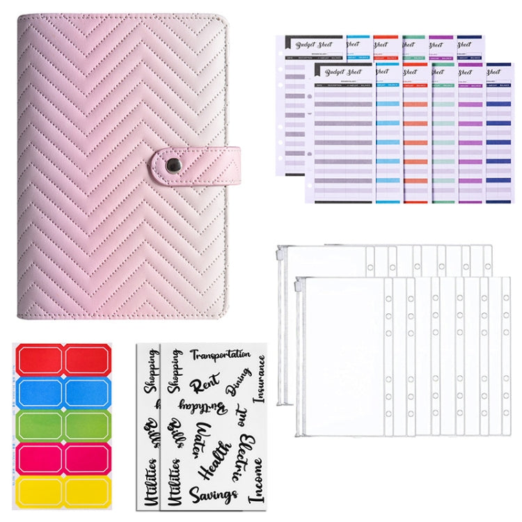 A6 PU Macaron Gradient Color Loose-leaf Notepad Notebook Budget Book My Store