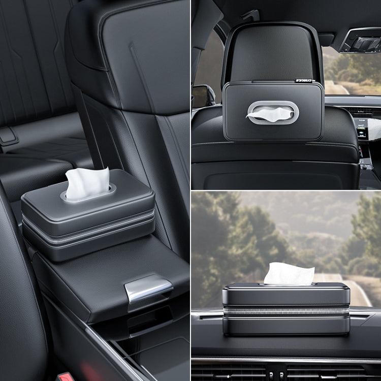 Car Sunshade Board Seat Back Tissue Box Multi-functional Elastic Belt Leather Paper Box