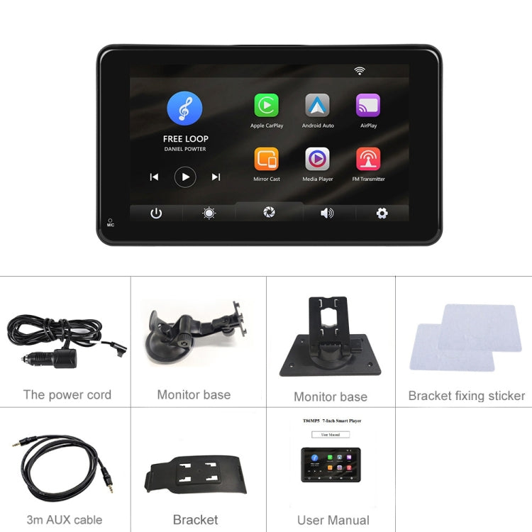 A3135 7 Inches HD Wired Smart Screen With Wireless CarPlay + Android Auto + Android