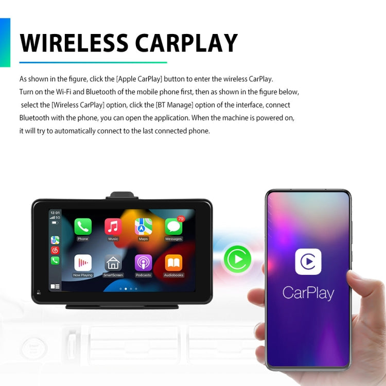 A3135 7 Inches HD Wired Smart Screen With Wireless CarPlay + Android Auto + Android