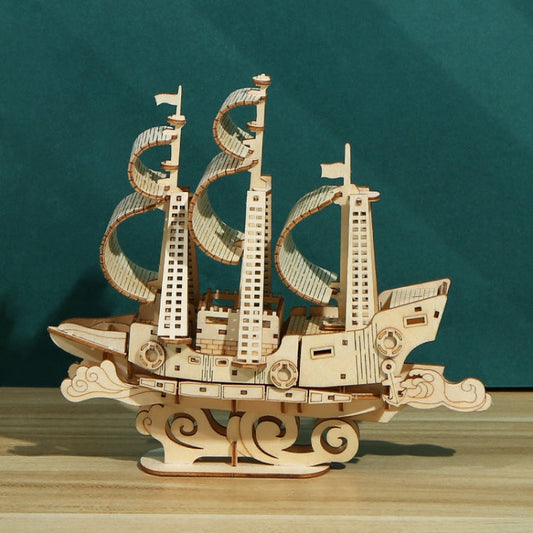 LG807 Ocean Sailboat 3D Wooden Puzzle Children Educational Toys DIY Handmade Ornaments