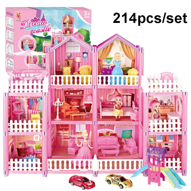 DSJ55-C 220pcs /Set Children Passing Domestic Toy Doll House Princess Castle Set Simulation Disguise House