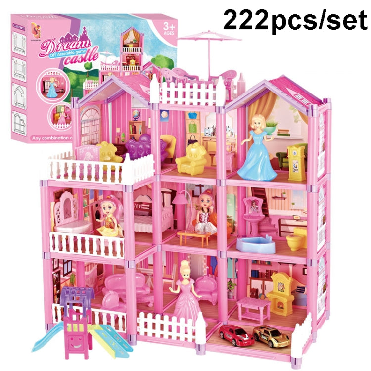 DSJ55-C 220pcs /Set Children Passing Domestic Toy Doll House Princess Castle Set Simulation Disguise House