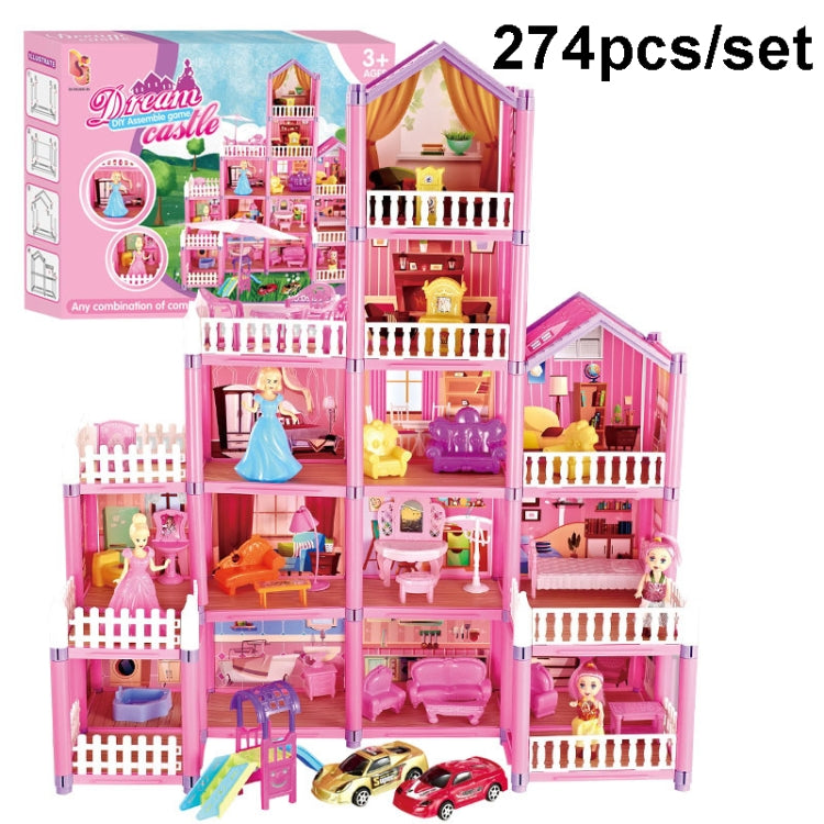 DSJ55-C 220pcs /Set Children Passing Domestic Toy Doll House Princess Castle Set Simulation Disguise House