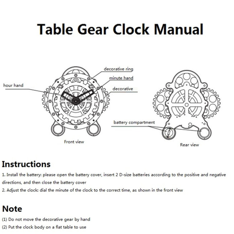 HY-G001 Rotating Double Gear Living Room Stainless Steel Decorative Clock