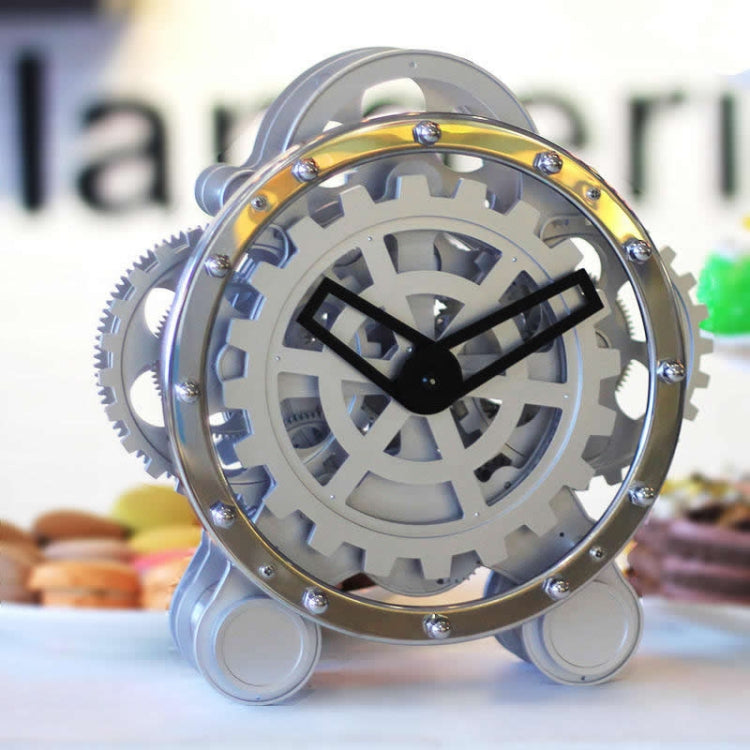 HY-G001 Rotating Double Gear Living Room Stainless Steel Decorative Clock