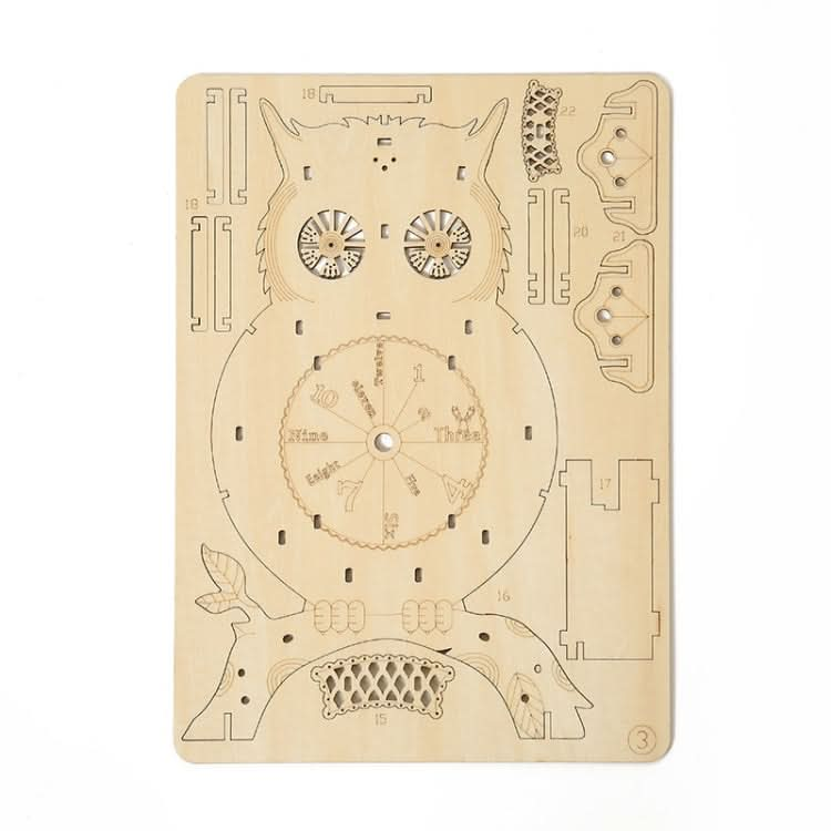 Owl Clock 3D Wooden Puzzle Toys DIY Handmade Ornaments Reluova