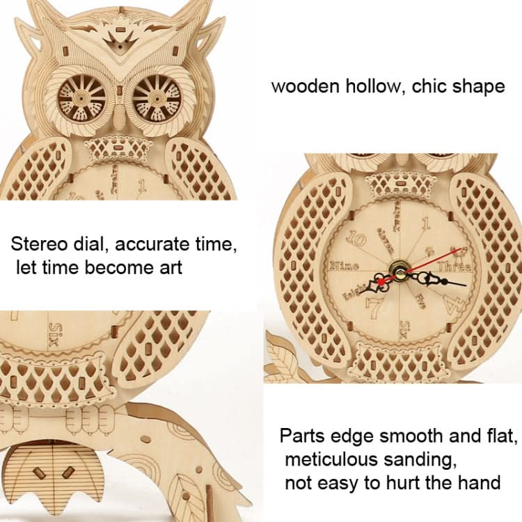 Owl Clock 3D Wooden Puzzle Toys DIY Handmade Ornaments Reluova