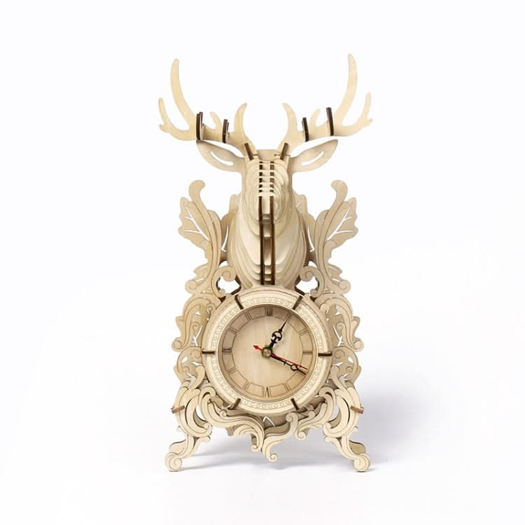 Elk Alarm Clock 3D Wooden Puzzle Toys DIY Handmade Ornaments Reluova