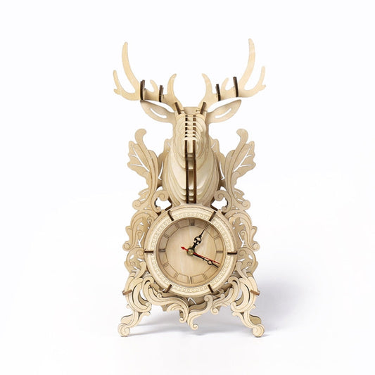 Elk Alarm Clock 3D Wooden Puzzle Toys DIY Handmade Ornaments