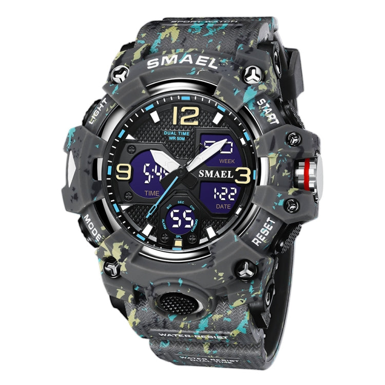 SMAEL 8008 Outdoor Waterproof Camouflage Sports Electronic Watch Luminous Multi-function Waist Watch