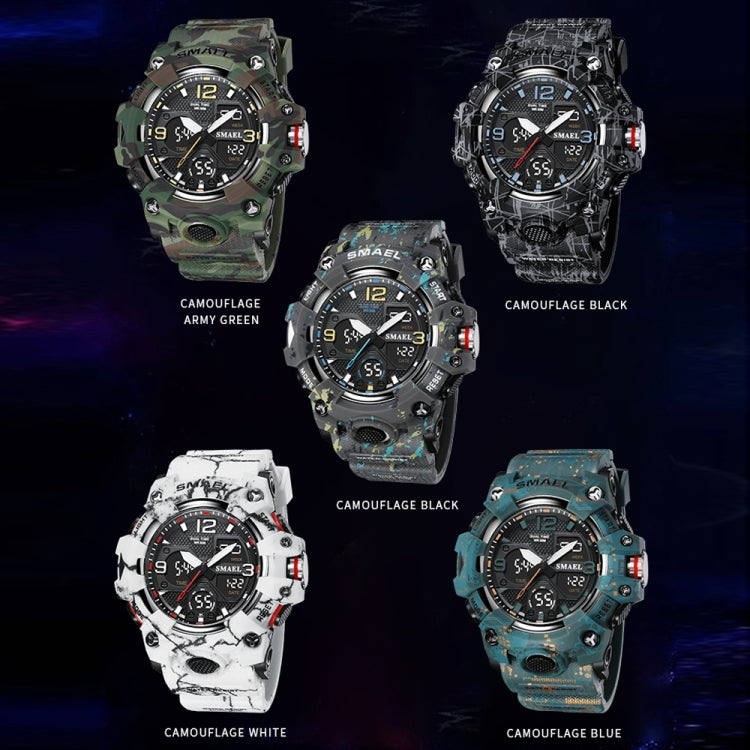 SMAEL 8008 Outdoor Waterproof Camouflage Sports Electronic Watch Luminous Multi-function Waist Watch Reluova