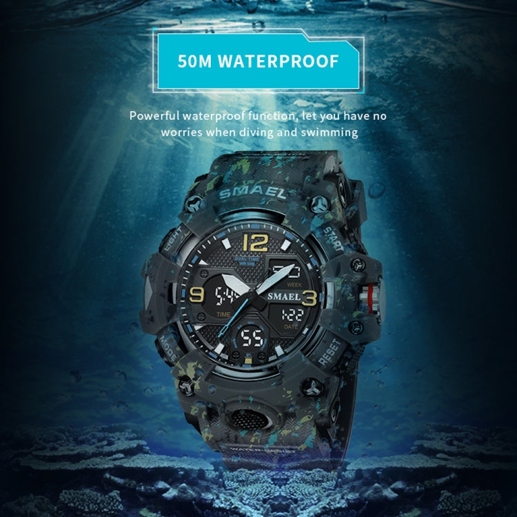 SMAEL 8008 Outdoor Waterproof Camouflage Sports Electronic Watch Luminous Multi-function Waist Watch Reluova