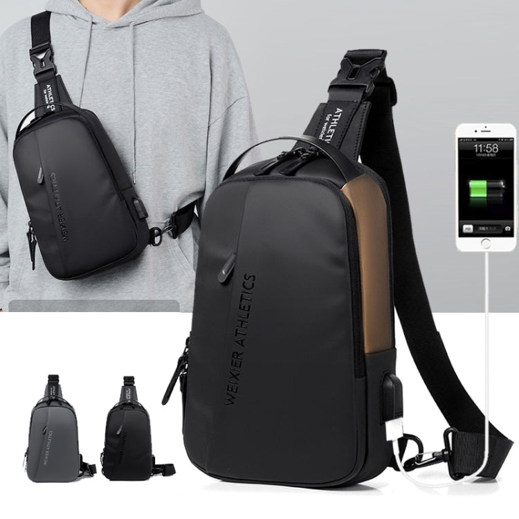 WEIXIER  X313 Men Chest Bag Crossbody Casual Small Bag Shoulder Bag External USB Port Reluova