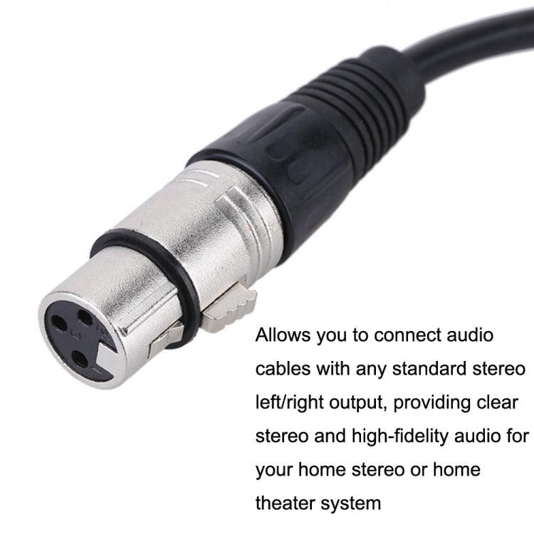 XLR Female To 2RCA Male Plug Stereo Audio Cable, Length: