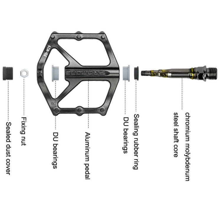 PROMEND PD-M29 1pair DU Bearings Pedal Aluminum Mountain Car Peilin Riding Foot Pedal Reluova