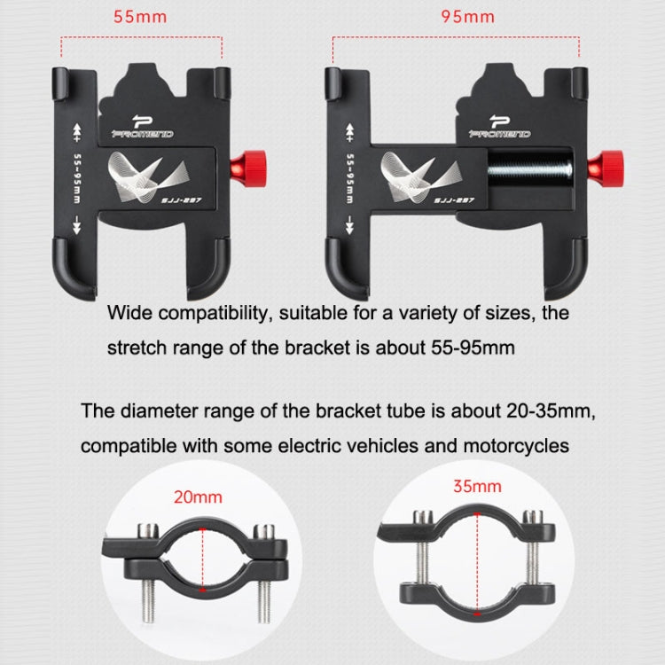 PROMEND SJJ-297 Aluminum Alloy Rotation Adjustable Bicycle Mobile Phone Bracket Reluova