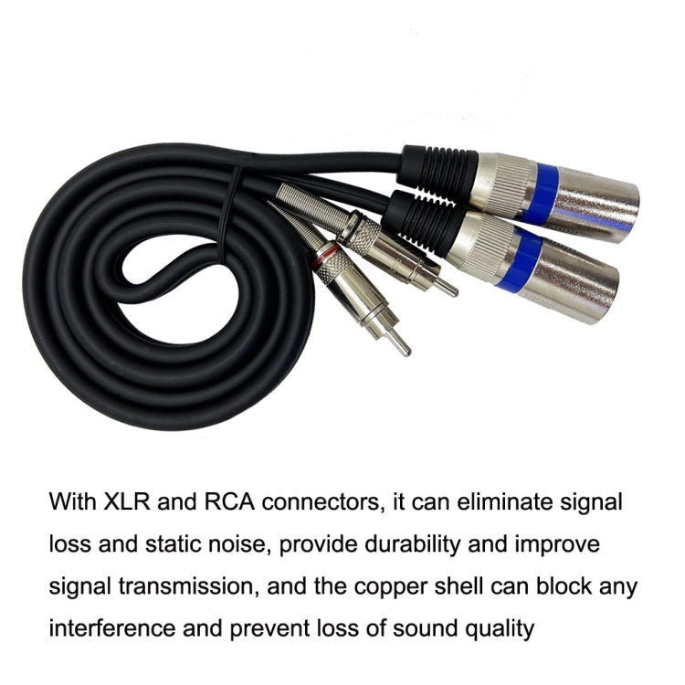 2RCA Male 2XLR Caron Male Speaker Audio Balance Cable, Length: