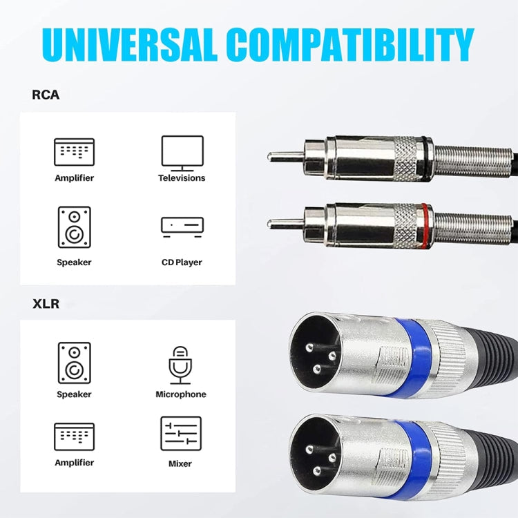 2RCA Male 2XLR Caron Male Speaker Audio Balance Cable, Length:-Reluova