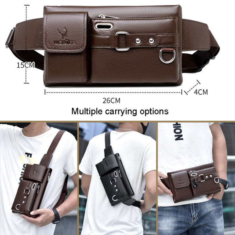 WEIXIER 8117 Men Sports Waist Bag Multi-Function Outdoor PU Bag Reluova