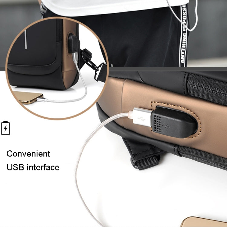 WEIXIER X306 Men Shoulder Bag With USB Charging Port Anti-Theft Chest Bag Reluova